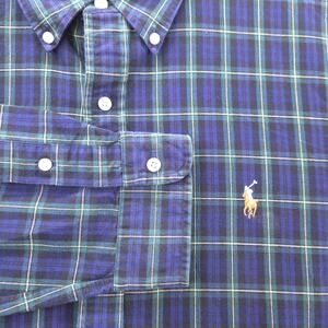 Polo Ralph Lauren Men's Classic Fit Blue Plaid Button Down XL Shirt Flesh Pony